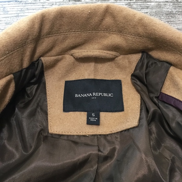 Banana Republic Long Wool Blend Overcoat Jacket Men’s S Tan Brown - Picture 10 of 10